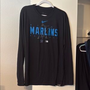Miami Marlins Nike Black Authentic Dri-FIT Tee